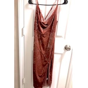 Cross back velvet dress